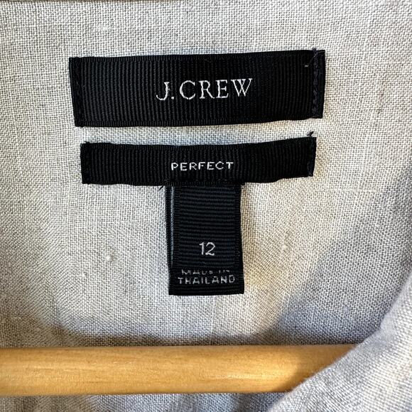 J. Crew Sz 12 100% Linen Perfect Shirt Natural Preppy Beachy Casual Classic - Picture 4 of 5